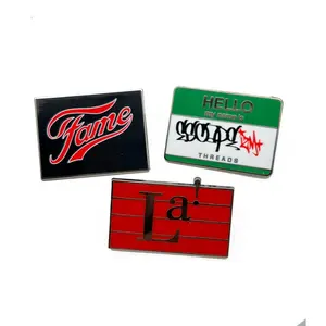 Customized Company Logo Badge Pin Square Shape Soft And Hard Enamel Pin Badges With Printing