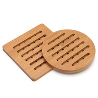 Houselin – Lot de 2 dessous-de-plat antidérapants de luxe en bois de caoutchouc et bambou pour casseroles et fruits, pour table à manger