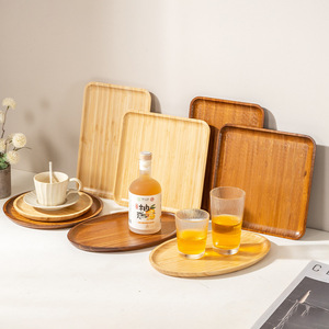 Bamboo Serving <b>Tray</b> Oval And Square Natural Wood <b>Tea</b> Coffee Snack Plate For Hotel Restaurant Home Use - Product Image 2
