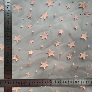 Tessuto in <span class=keywords><strong>Tulle</strong></span> Floccato con Stelle Colorate per Abiti - Product Image 5