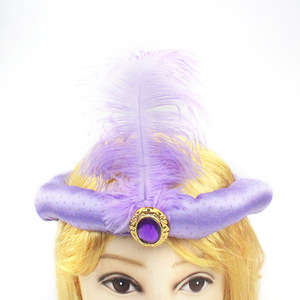 Diadema étnica de plumas estilo indio, tocado decorativo morado para fiestas y espectáculos - Product Image 1