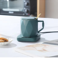 Sous-verre chauffant carré rose pour boissons, plaque chauffante en métal, chauffe-tasse électrique pour café et thé