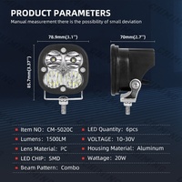 3 pouces 20W Led Work Light pods 12V 24V spot combo faisceau pour voiture antibrouillard 4x4 hors route moto tracteurs conduite lumières