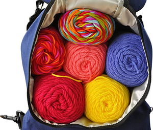 Custom Round Crochet Knitting Storage Bag with Front Compartment & Drawstring Closure for Separate Accessory Storage - Product Image 5