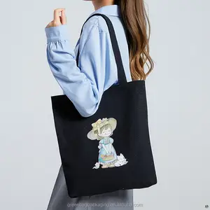 Bolsas de cor natural algoyang orgânico sacolas tela impressa personalizadas naturais saona grande capacidade para meninas