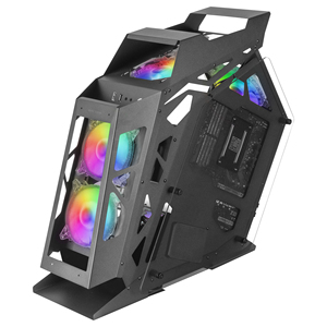เคสขนาดกะทัดรัดสำหรับเล่นเกม Mars MC61เล่นเกม Micro-ATX 4x12ซม. พัดลม Arc กระจกนิรภัยคู่กระจกหน้าต่างสีดำพร้อมโครเมียม - Product Image 1