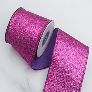 Cinta de grogrén con borde de alambre y purpurina, cinta de tela brillante con recubrimiento en polvo para decoración de árboles de Navidad, coronas y adornos de fiesta - Product Image 5
