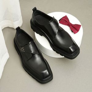 Chaussures plates formelles pour hommes en cuir véritable faites à la main haut de gamme, à bout carré, antidérapantes, sur mesure, luxueuses, pour l'automne - Product Image 2