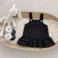 Robe sans manches pour filles printemps-automne, imprimé à pois, ensemble jupe et chemise pour enfants, vêtements tendance pour enfants