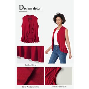 Cárdigan sin mangas para mujer, chaleco con frente abierto, tejido asimétrico, informal, transpirable, S 3XL - Product Image 5