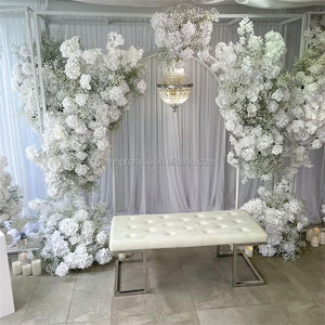 Arche de fleurs artificielles en soie blanche pour mariage, modèle PFA-90/90A, pour la décoration de fond - Product Image 4