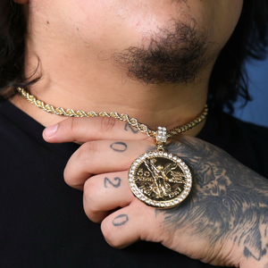 Duyizhao Personnalité Design <span class=keywords><strong>50</strong></span> <span class=keywords><strong>Pesos</strong></span> Coin Pendentif 6mm Corde Collier Chaîne Hommes Hip Hop Plaqué <span class=keywords><strong>Or</strong></span> 14k Bijoux - Product Image 5