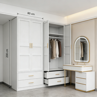Armoire en acier à double porte style shaker, 2 tiroirs, 80x200cm, grande capacité, sur pied, meubles de chambre à coucher, amortissement silencieux