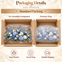 Décoration d'allée de mariage personnalisée en gros, chemin de table floral en soie fait main, fleurs artificielles mixtes bleues et blanches, réutilisable pour cérémonie et banquet