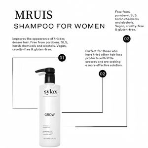 Shampoo densifiant exclusif pour femmes, épaissit les mèches de cheveux, rafraîchit, donne du volume, dit adieu aux frisottis et à l'amincissement, 500 ml, Sylax - Product Image 2