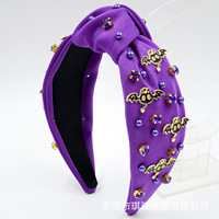 Nouveau Bandeau Cheveux Femme Fait Main Halloween Style Européen Américain en Tissu avec Perles, Ongles et Chauve-souris Noire Adhésive, Accessoire Mode Noeud pour Fêtes