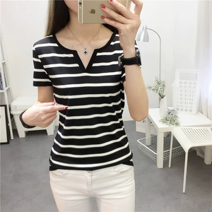 Chemise en coton à manches longues de style décontracté pour femmes Respirante et douce pour la peau Confortable Taille unique convient à tous Rayures <span class=keywords><strong>T</strong></span>-<span class=keywords><strong>shirt</strong></span> - Product Image 5