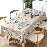 Nappe de Noël vintage imprimée Père Noël, nappe de table en lin texturé, nappe de fête personnalisée OEM