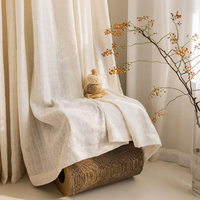 Voilage en lin et polyester texturé beige, style naturel, personnalisé, pour salon et chambre à coucher – Direct Usine