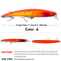 Minnow Balıkçılık Yemi 11.5cm 10.2g Plastik Sert Yem Yapay Wobbler Balıkçılık Malzemeleri Levrek Turna Sazan Balıkçılığı için