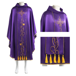 Chasuble Catholic Vestment Red Purple Embroidery <strong>Bishop</strong> Cements Chasubles Church - Product Image 4