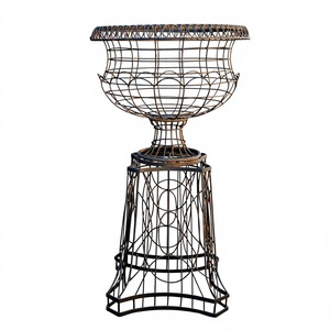 French Country Curved Base Wire <b>Frame</b> Cast Iron Urns Garden Planter With Column for Indoor & Outdoor Decor Latest Design - Product Image 1