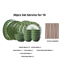 Service de vaisselle en céramique vert émeraude avec service d'emballage de boîte-cadeau pour 2 6 10 assiettes en porcelaine de luxe légères bol café service à thé