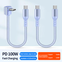 Accessoires pour téléphones portables en gros – Câbles USB Type-C 5A à charge rapide, tressés en cuivre pur, sur mesure, courts, double coudé, pour l'alimentation