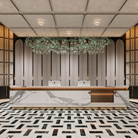 Comptoir de réception d'hôtel moderne minimaliste haut de gamme, comptoir de caisse de restaurant de luxe, comptoir de consultation pour bureau de vente, sur mesure