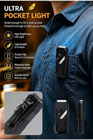 Lampe de poche compacte, étanche, rechargeable, LED, longue durée de vie de la batterie, porte-clés portable multifonctionnel, fixation magnétique