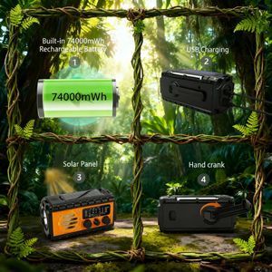 Radio solaire d'urgence incontournable avec manivelle ABS, batterie externe 10W 20000mAh, alerte météo AM/FM, survie pour l'énergie propre - Product Image 2