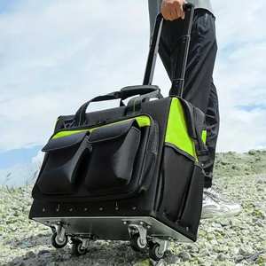 Boîte à outils robuste à grande capacité avec tige de traction, en tissu Oxford, spéciale réparation, étanche, sac à outils pour électricien avec roues - Product Image 1