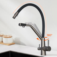 Mélangeur de cuisine multifonctionnel col de cygne robinet d'eau potable robinets noirs robinet de cuisine avec filtre