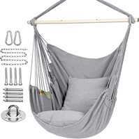 Nouvelle hamac pliant portable d'extérieur avec barre transversale en acier et tissu en coton, design moderne pour patio, chambre et salon