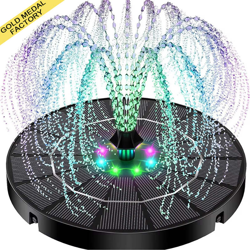 Solar Fountain Lights LED Outdoor Bird Bath Fountain Pump Waterfall Water Light for Garden Patio Backyard Pool Pond Fish Tank
