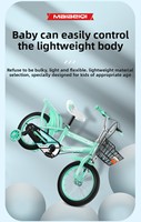 Vélos pour enfants sécurisés de 80-155 cm, en acier haute résistance, double frein, avec panier avant, roues d'apprentissage lumineuses, 12-20 pouces