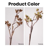 Vente en gros de fleurs artificielles branche de baies de kiwi en plastique vert brun branches artificielles pour la décoration de fête de mariage à la maison