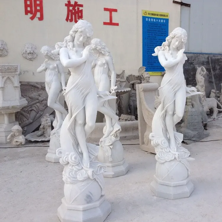Çin cilalı yaşam boyutu beyaz kadın mermer heykel heykel fiyatları, beyaz mermer çıplak bayan