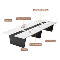 Table de conférence moderne de luxe en MDF avec gestion des câbles, bureau de salle de réunion pour 10 personnes