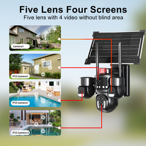 Caméra de surveillance de sécurité IP sans fil PTZ 3PTZ 5 objectifs 4 écrans UHD extérieure 4G avec carte SIM, alimentation solaire et audio Wi-Fi - Product Image 5