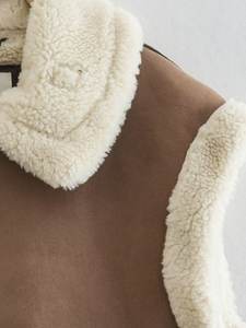 <span class=keywords><strong>Chaleco</strong></span> de Mujer, Primavera 2025, Nuevo, Casual, con Solapa, Sin Mangas, Grueso, Cálido, Imitación <span class=keywords><strong>Piel</strong></span>, con Forro Polar - Product Image 5