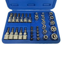Jeu de douilles et embouts 34 pièces en acier au chrome-vanadium, douilles à pression, embouts étoiles, embouts Torx, embouts pour perceuse, outils pour percer des trous