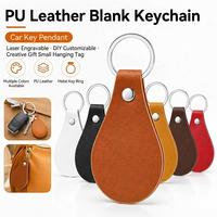 Porte-clés en cuir PU vierge en forme de goutte d'eau, pendentif pour clés, étiquette cadeau DIY, anneau pour clés de voiture