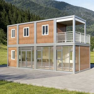 Casa Contenedor de Dos Pisos con Vidrio de Piso a Techo, Casa Modular Prefabricada para Vida Suburbana y Escapadas Familiares - Product Image 2