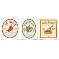 Étiquettes de condiments de qualité alimentaire, autocollants adhésifs de forme personnalisée pour l'emballage de sauces et de vinaigrettes