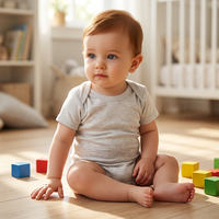 Vêtements pour bébé à manches courtes, barboteuse 100% coton, body bébé, barboteuse tricotée pour nourrissons, 0-24 mois, fournisseur en gros