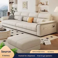 Sofá Individual Estilo Japonés, Crema, para Sala de Estar, Apartamento Pequeño, Uso Doméstico, Lujo Ligero, Moderno, Simple, Tela de PU, Diseño Recto