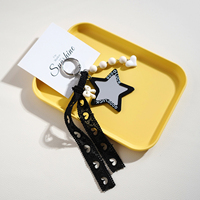 Miu sac breloque noir et blanc miroir breloque blanc coeur noir H dentelle sangle pendentif porte-clés ornement