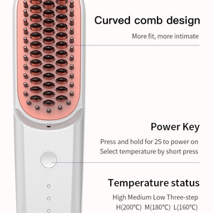 Lisseur de barbe et de cheveux sans fil portable, peigne chauffant avec 3 réglages de température, peigne lissant pour le coiffage de la barbe - Product Image 5