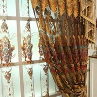 Rideaux occultants de haute qualité en tissu avec voilages assortis, rideaux de porte brodés de luxe